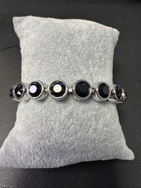 Black Faceted Crystal Stretch Bracelet - Women Jewelry